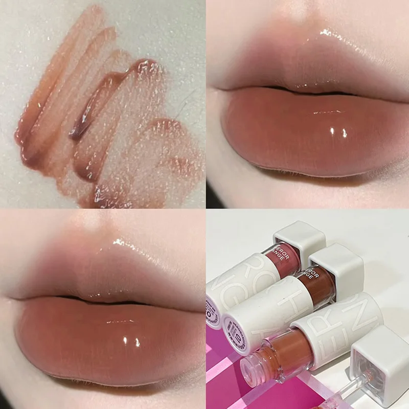 Lipgloss espelho transparente claro para mulheres, água pura, vidro duradouro, hidratante, não pegajoso, barato, maquiagem