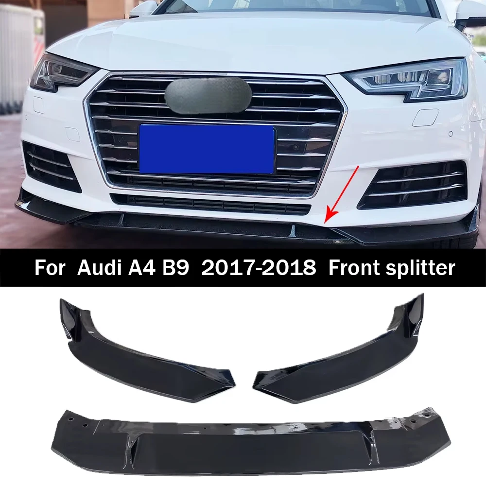 

Guard Spoiler Trim Refit 3Pcs Styling Front Bumper Lip Splitter Chin Air Dam Modification For Audi A4 B9 2017-2018 Car Body Kit