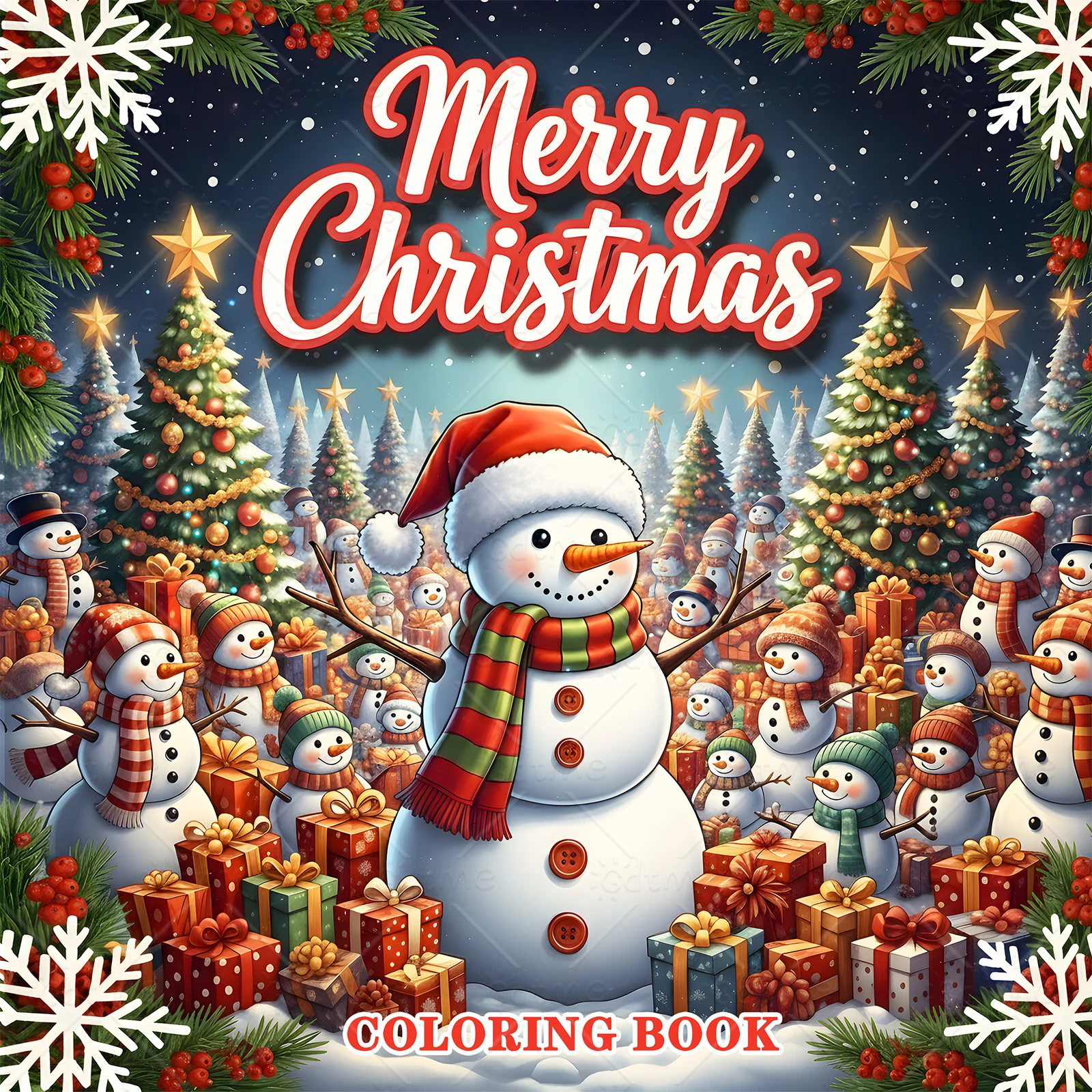 Merry Christmas Cute & Easy Coloring Book for Adults Drawing Book Perfect Gift for Party and Birthday for Relaxation Anxiety