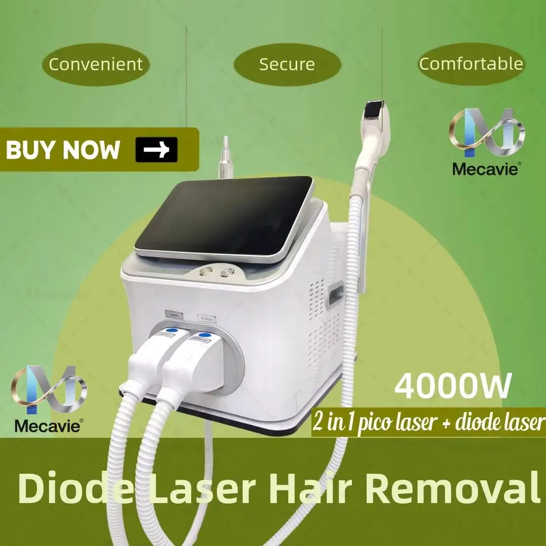 

Лазерный аппарат 2-в-1 Soprano Titanium Ice Platinum Diode 4000 Вт для удаления волос и пикосекундное удаление татуировок, новая версия 2026 года с ЖК-дисплеем на рукоятке