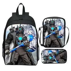 3pcs Skibidi Toilet School Bags Primary Software Titan Cameraman Boys Girls Backpacks 16inch Games Mochilas With Shoulder Bags