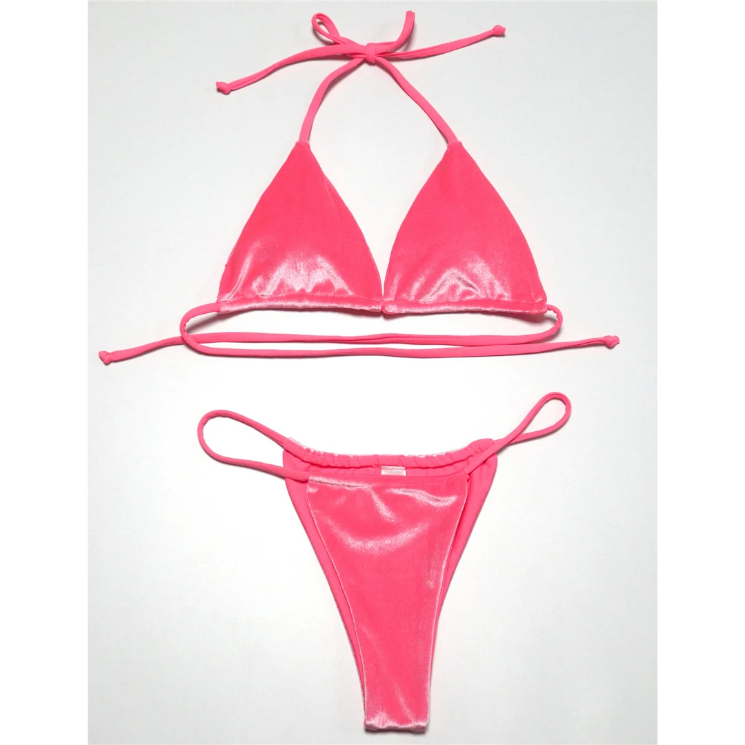 17 Farben, Neckholder, hoher Beinausschnitt, gepolstert, zweiteiliger Bikini, Damen-Bikini, Badeanzug, Damen-Badebekleidung, Bather, Schwimmbekleidung V5974 – Detail 27