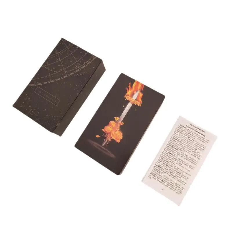 12x7cm True Black Tarot Cards With Guide Book Tarot Cards For Beginner Board Table Game Oracles And Divination