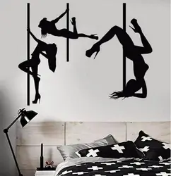 Tre poli ballerini Wall Sticker Dance Girls decalcomanie da parete vinile Art murale per la decorazione della stanza delle ragazze di casa decorazione della parete