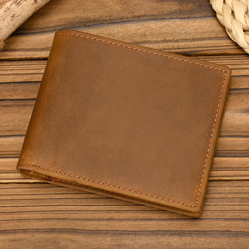 Trifold Men's Leather Wallet Genuine Leather Male Short Purse Real Cowhide Man Leather Wallets 3 Folds Card Holder Coin Purse