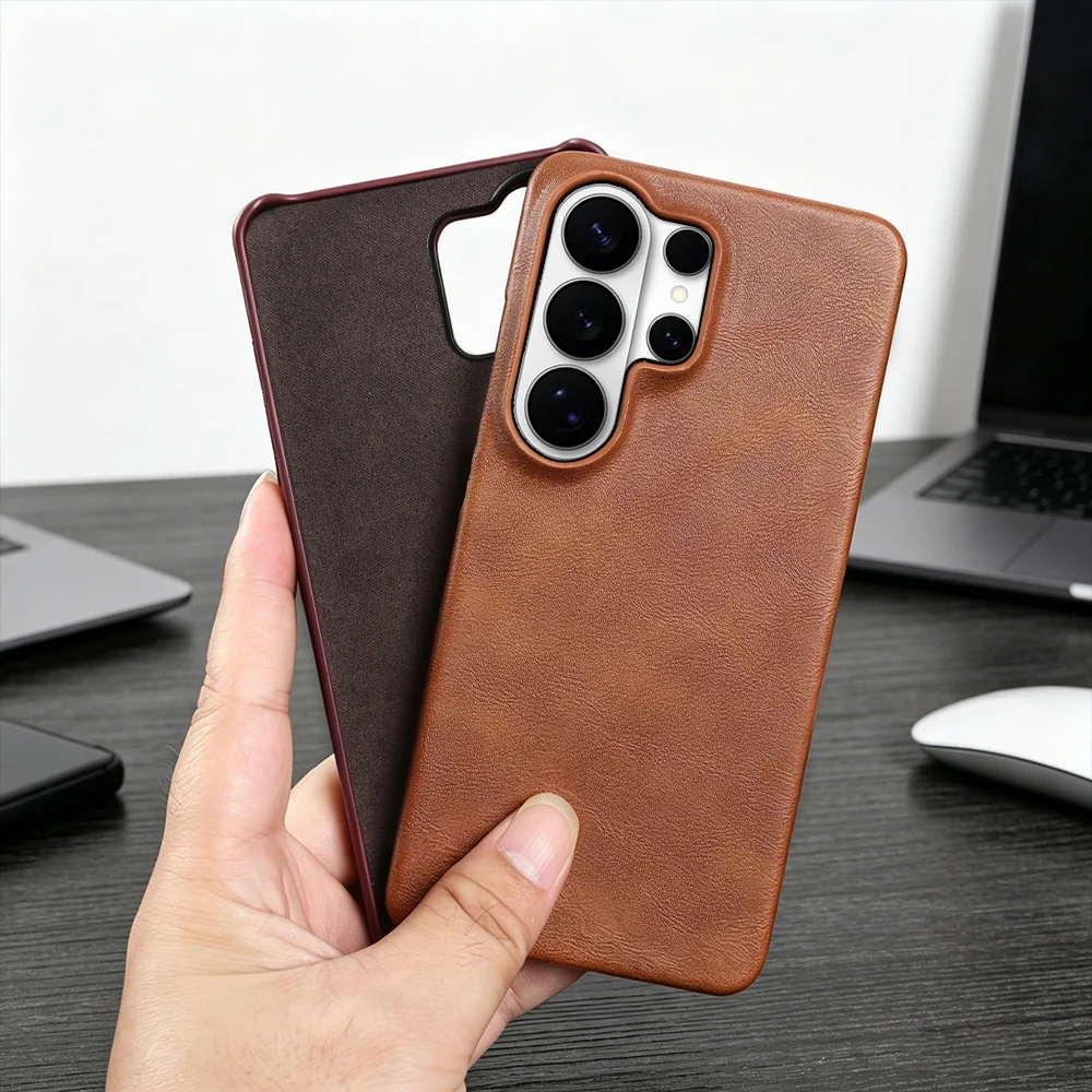 Retro Leather Case for Samsung Galaxy S25 Edge S24 Plus S26 Ultra S23 S22 S20 FE S21 Ultra A35 A55 A37 A57 Phone Case Back Cover