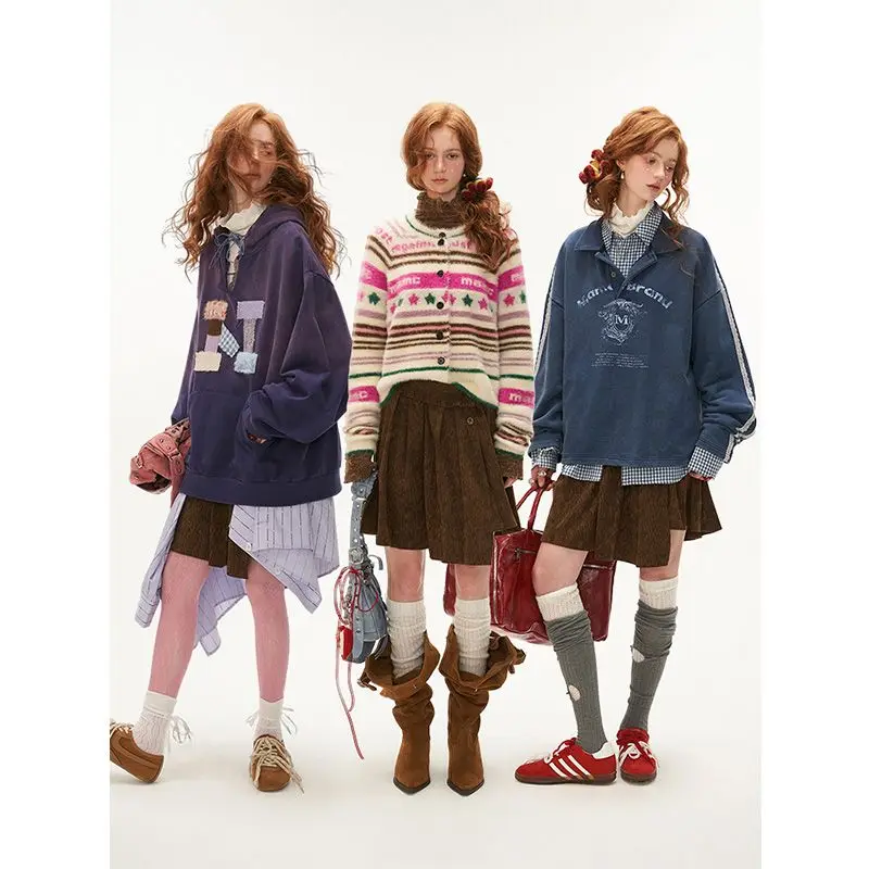 

Gagaok Falda Sexy Mujer American Retro Irregular Waist Brown Short Skirts Women Autumn Winter Pleated Skirt Streetwear Clothes
