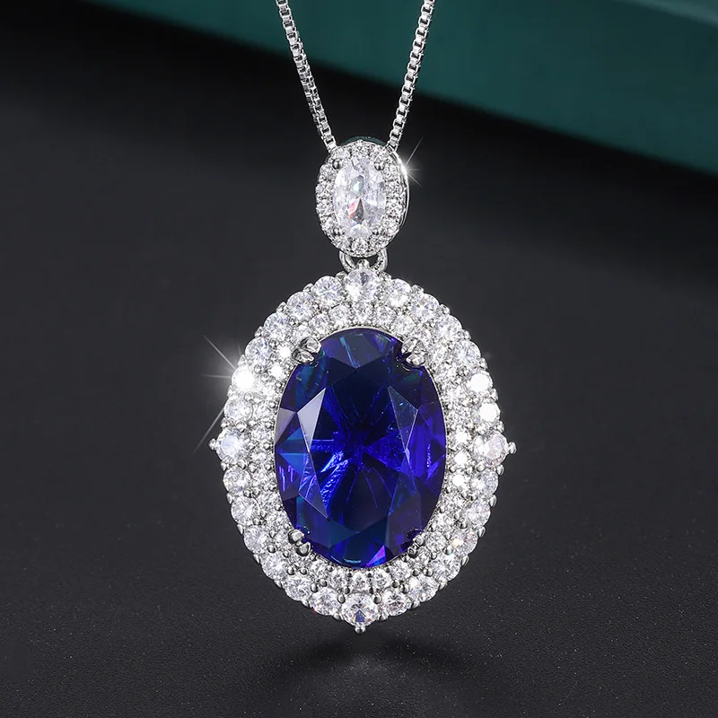 Jewelry Gold-Plated Colored Gems Pendant Necklace Denier Birthday Gift Main Stone 13*18