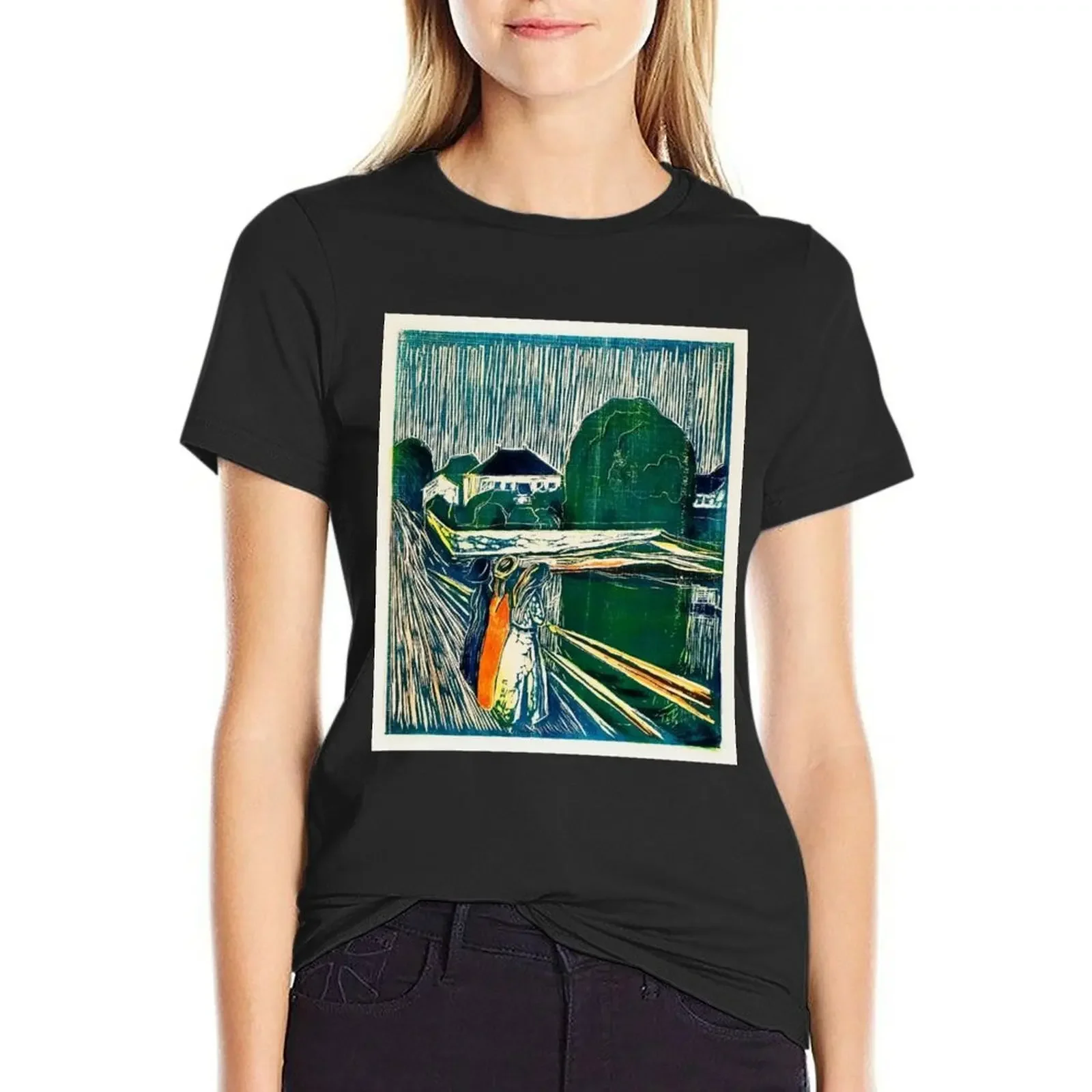 

The Girls on the Bridge (1918) by Edvard Munch. T-shirt hippie clothes vintage clothes t-shirt dress for Women plus size sexy