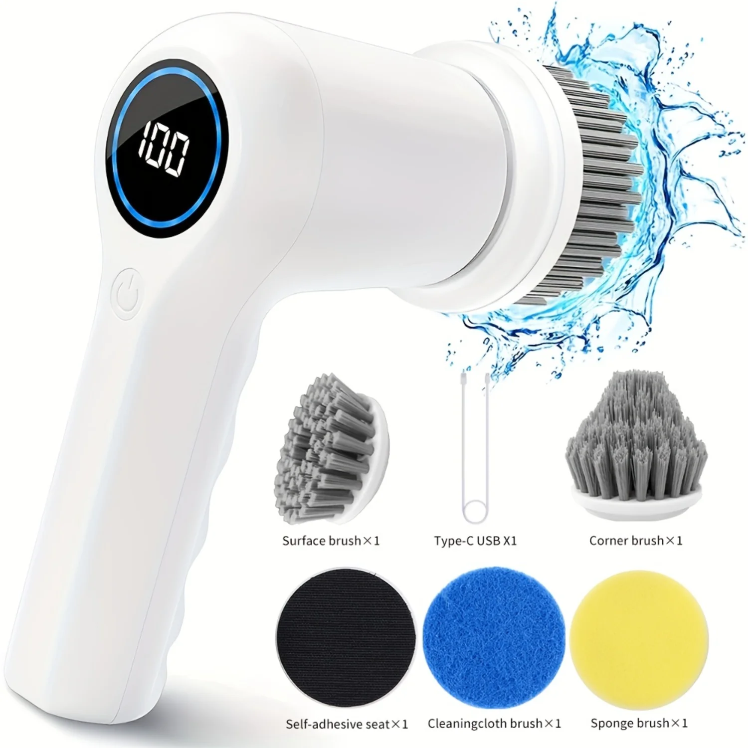 1 Set,  Spin Scrubber With 4 Replaceable Brush Head, Power Cordless  Cleaning Brush, Handheld Rechargeable Shower Scrubber, For