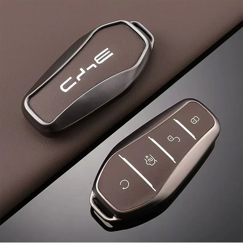 Auto-Schlüsselhülle aus TPU-Leder mit Kette für BYD Song Plus Atto 3 Han EV Tang DM Qin Seal Dolphin Yuan – Schutz und Auto-Styling – Detail 5