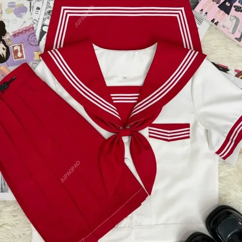 

Large Japanese School Uniform Ins Style Jk Uniform Bow Pleated Skirt Set Youth Student Sailor Suit Women's Short Sleeved Set