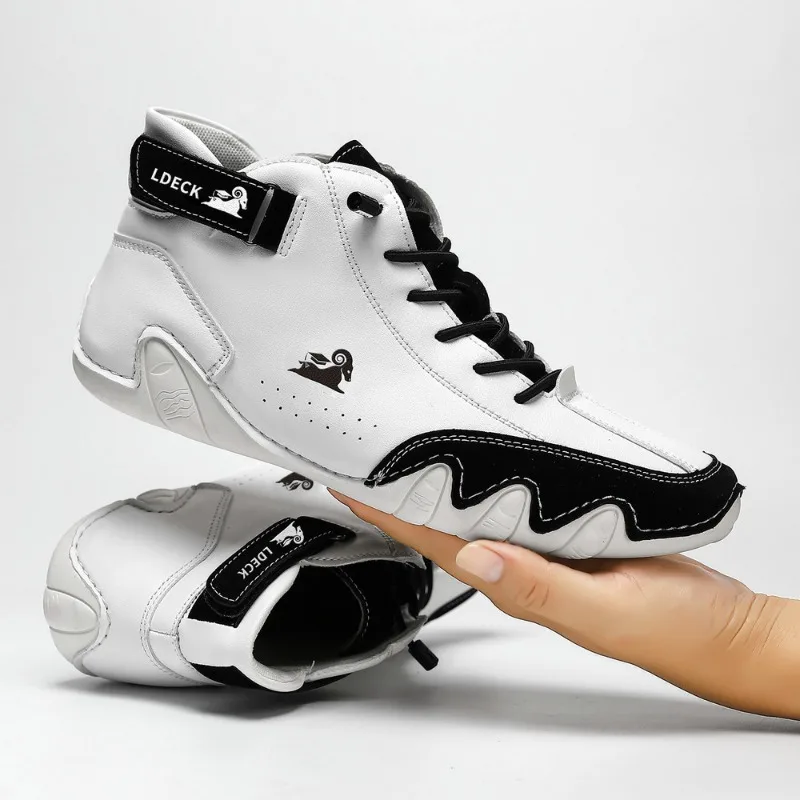 革カジュアルオートバイシューズスニーカー男性用ファッションアウトドアウォーキングローファーシューズ快適な履物高級男性ブーツ