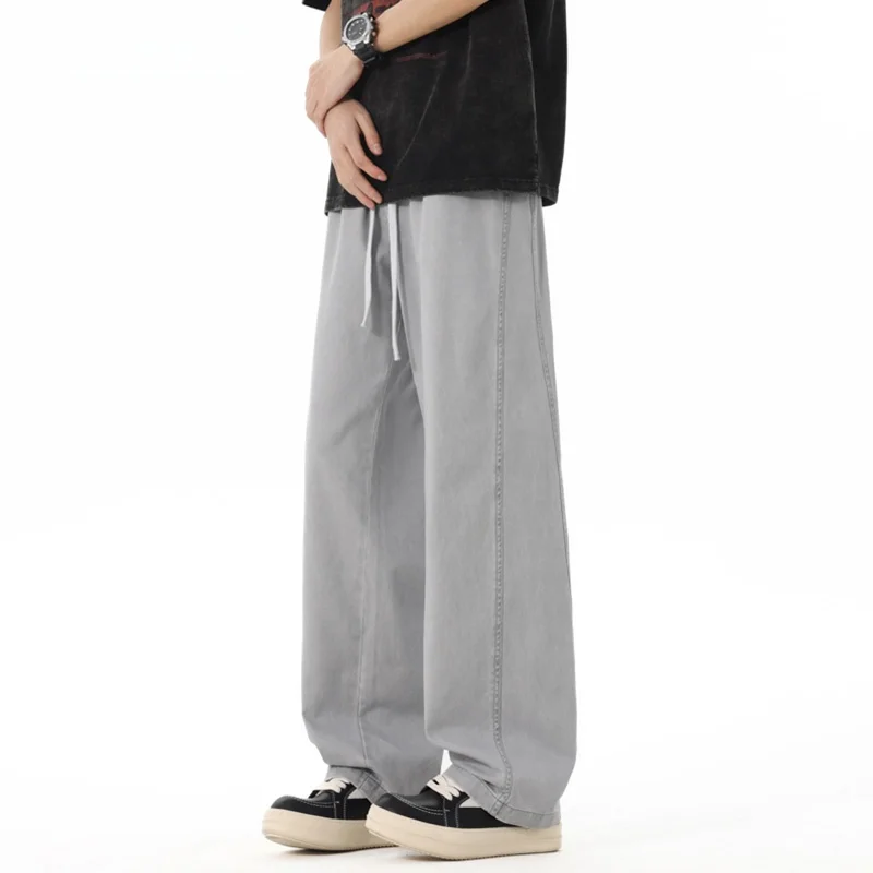 

ProteusBoy American Retro Waed Outdoor Sports Straight Leg Dstring Casual Long Pants Loose Fit Youth Faion Jeans