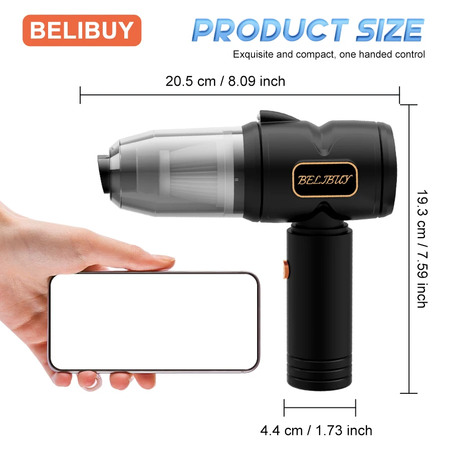 BELIBUY Car Vacuum Cleaner Portable Small Vacuum Cleaner For Multi Purpose Vehicles Small Household Handheld Car Vacuum Cleaner