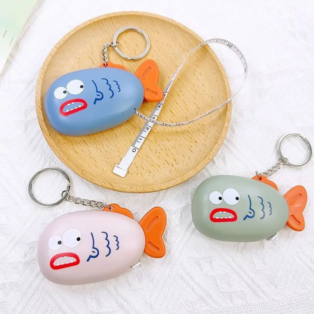 2M Length 2M Tape Measure Soft Leather One Click Rebound Clothing Tailor Ruler Fish Shape Body Measurements Home Use