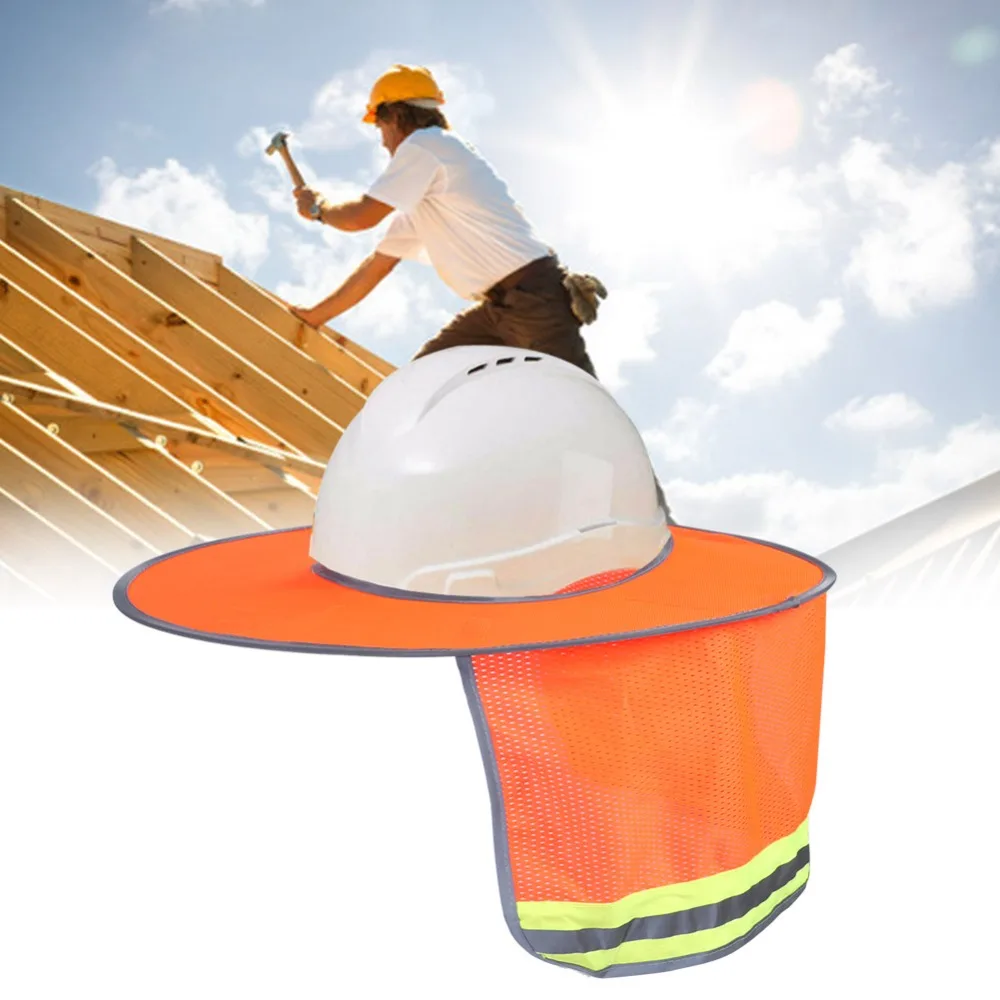 Sunsafe Breathable Hard Hat Orange Reflective Sun Visor Summer Large Brim Helmet Site