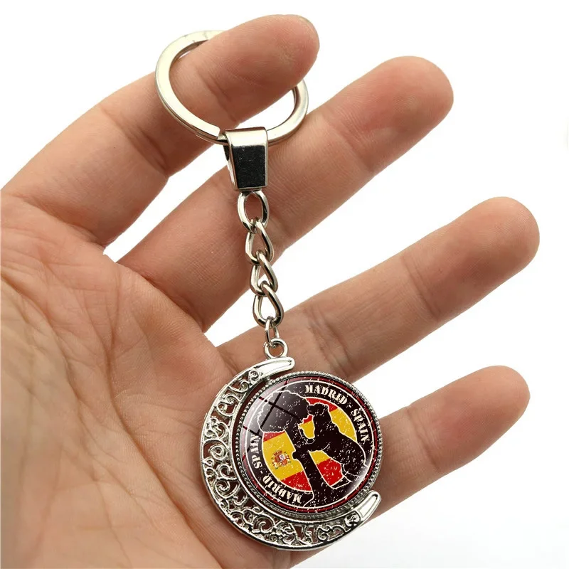 2024 Spain Flag Keychian Korean Singapore Landmark Netherlands UK British Big Ben Souvenir 360° Double Sided Key Rings Gifts