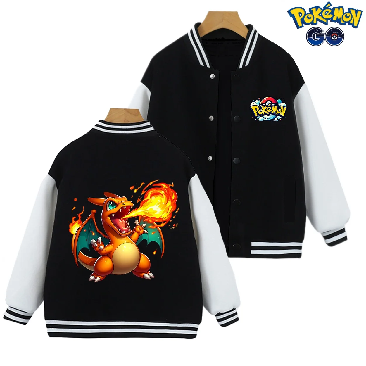 

Hot Fashion Kids Jacket Fall Winter Hoodies Pokemon Baseball Uniform Thick Coat Ages 2-14 Kids Warm Jacket Tops Boys Girls