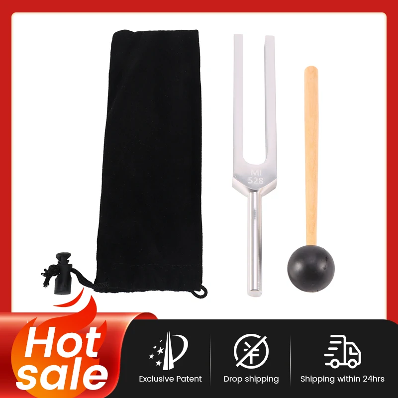 Diapasão 528hz sintonizador com conjunto de martelo para cura sistema nervoso alívio do estresse cuidados de saúde terapia de som cura chakra