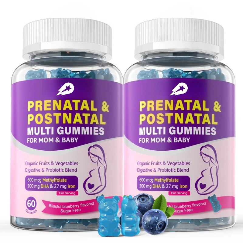 

Prenatal Vitamin Gummies Contain Folic Acid DHA/EPA Omega-3、 Biotin and Zinc - Highly Absorbent 60 Gummies
