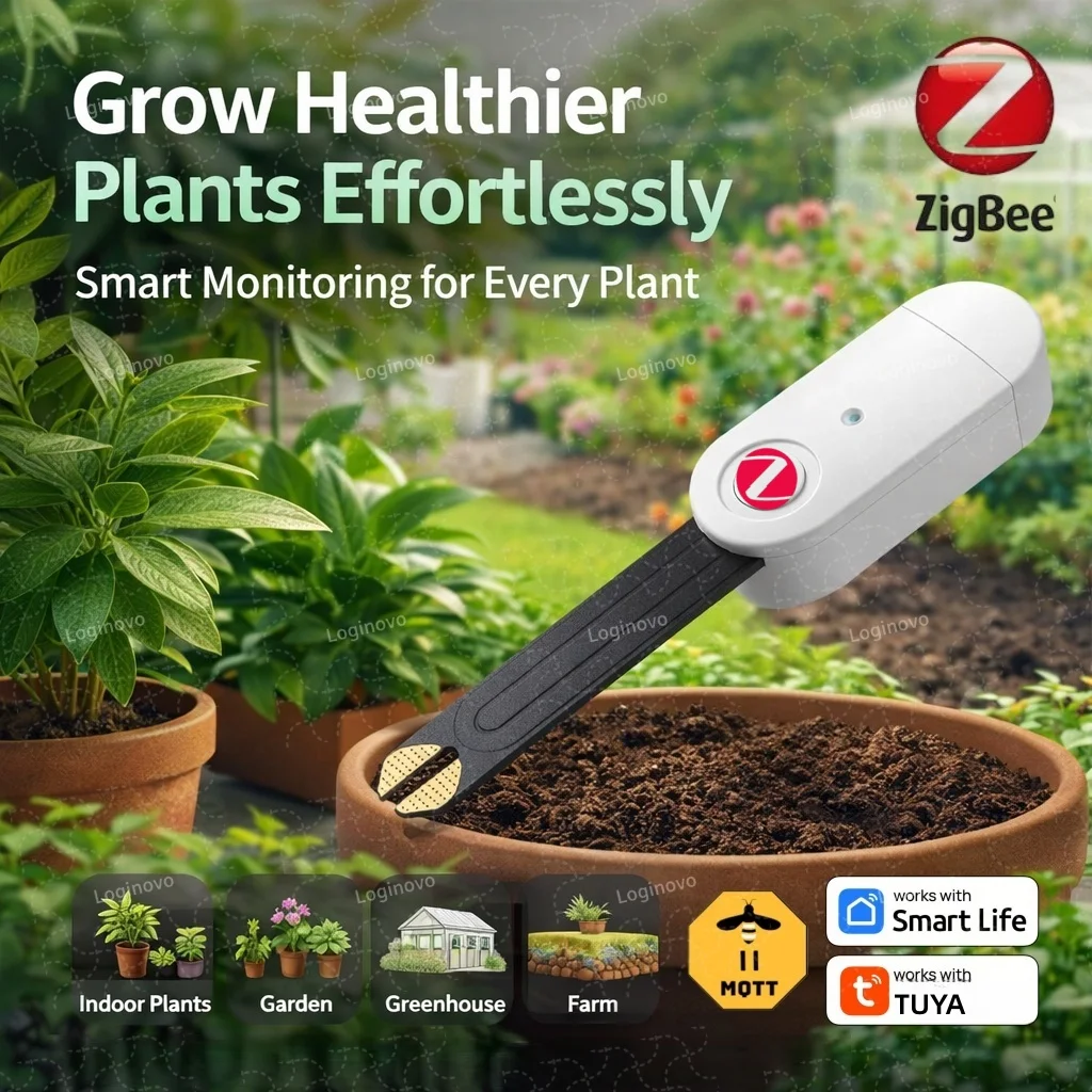 

5IN1 ZigBee Soil Moisture Sensor Temperature Humidity Detector Fertility Meter Luminance Detection For TUYA Smart Life 2MQTT