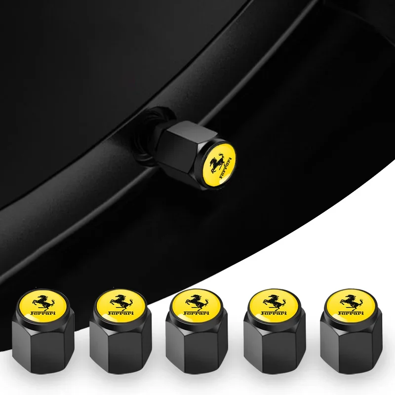 5 uds tapas de válvula de neumático de rueda de coche vástago de Metal para Ferrari Roma 488 Portofino F8 Roma Spider SF90 458 488 599 612 FF F12 Accesorios