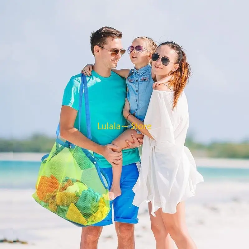 Y4QA Big SizeNet Bag for Totes for Shell Storage for Kids Beach Collection Clothes Children Outdoor Travel Quick Dry Tot