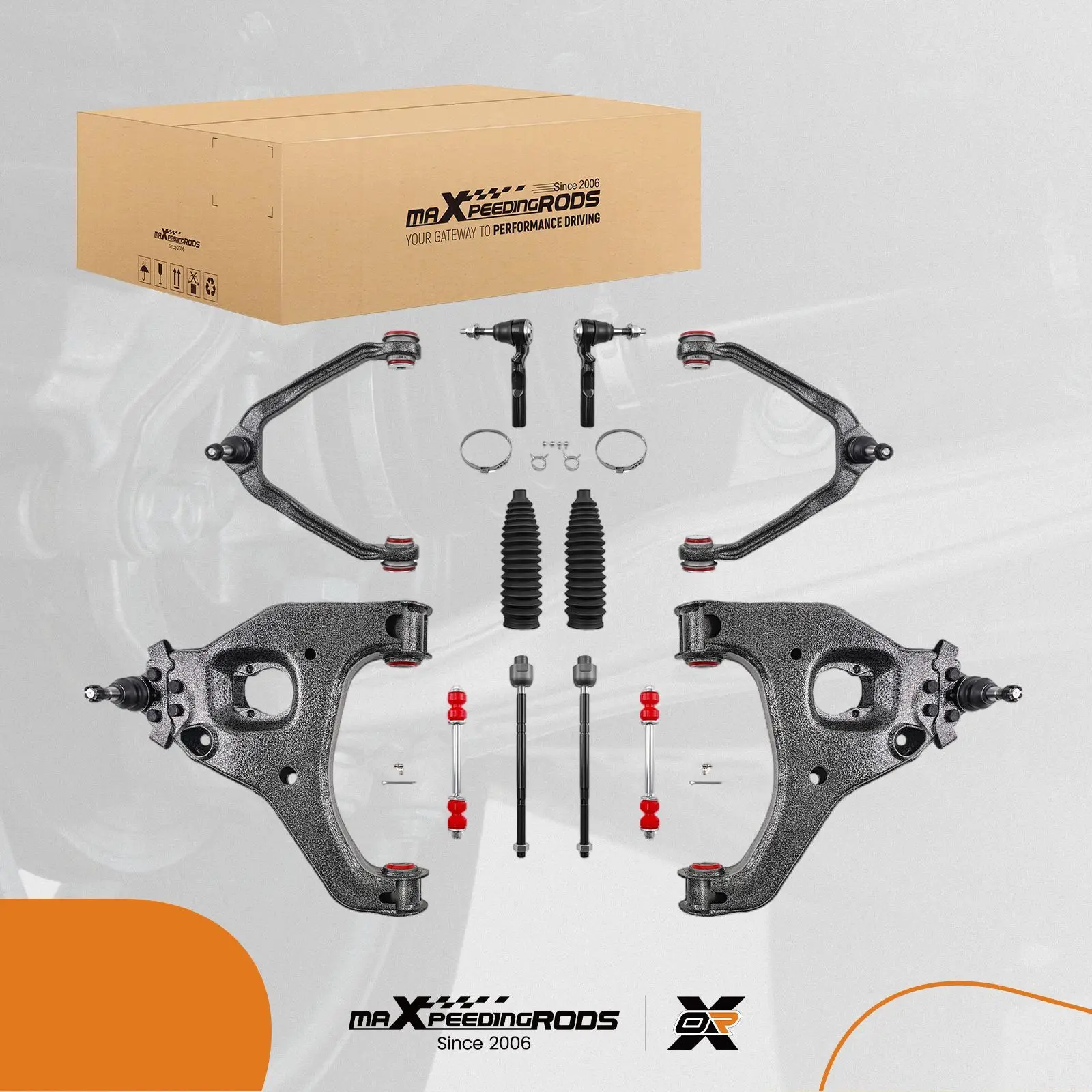 

Комплект верхних и нижних рычагов подвески с полиуретановыми втулками для Silverado Sierra 1500 RWD 1999-2006 гг., новый