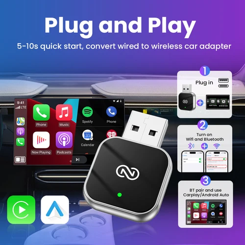 Imagen 2 del producto Nuevo adaptador inalámbrico CarPlay Android Auto 2 en 1, Dongle inteligente Plug And Play para MG GT MG5 RX5 GS ZP ZS Hector HS ZS EV eHS MG3