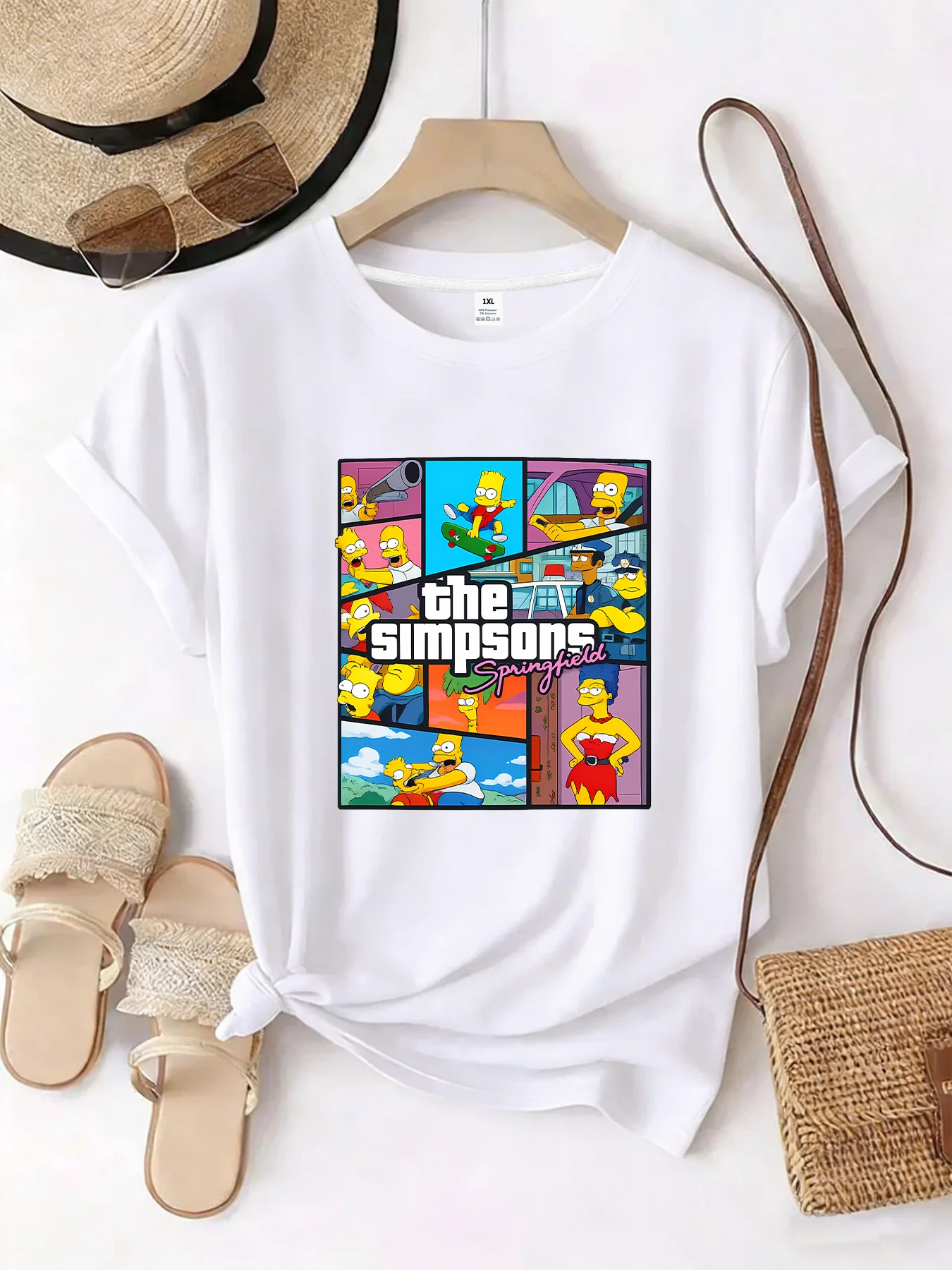 

【WZM10678】Trendy Pattern Printed Large Women's Round Neck T-shirt Summer Casual Short Sleeve Top Street Fashion Versatile