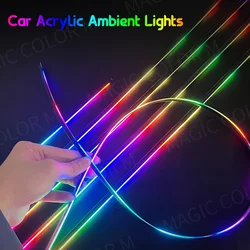18 in 1 Car Ambient Light 64 Color Acrylic Strips Bluetooth App Control 110cm 90cm 75cm 35cm 20cm Full Colors RGB Car Interior