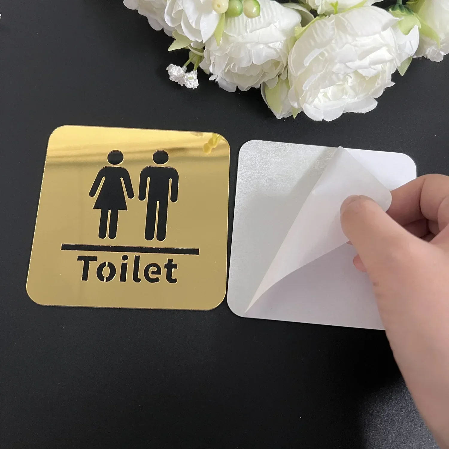 Panneau WC 3D en acrylique 10 cm, autocollant mural auto-adhésif pour hommes et femmes, décoration DIY pour bureau, entreprise, hôtel, café, porte publique