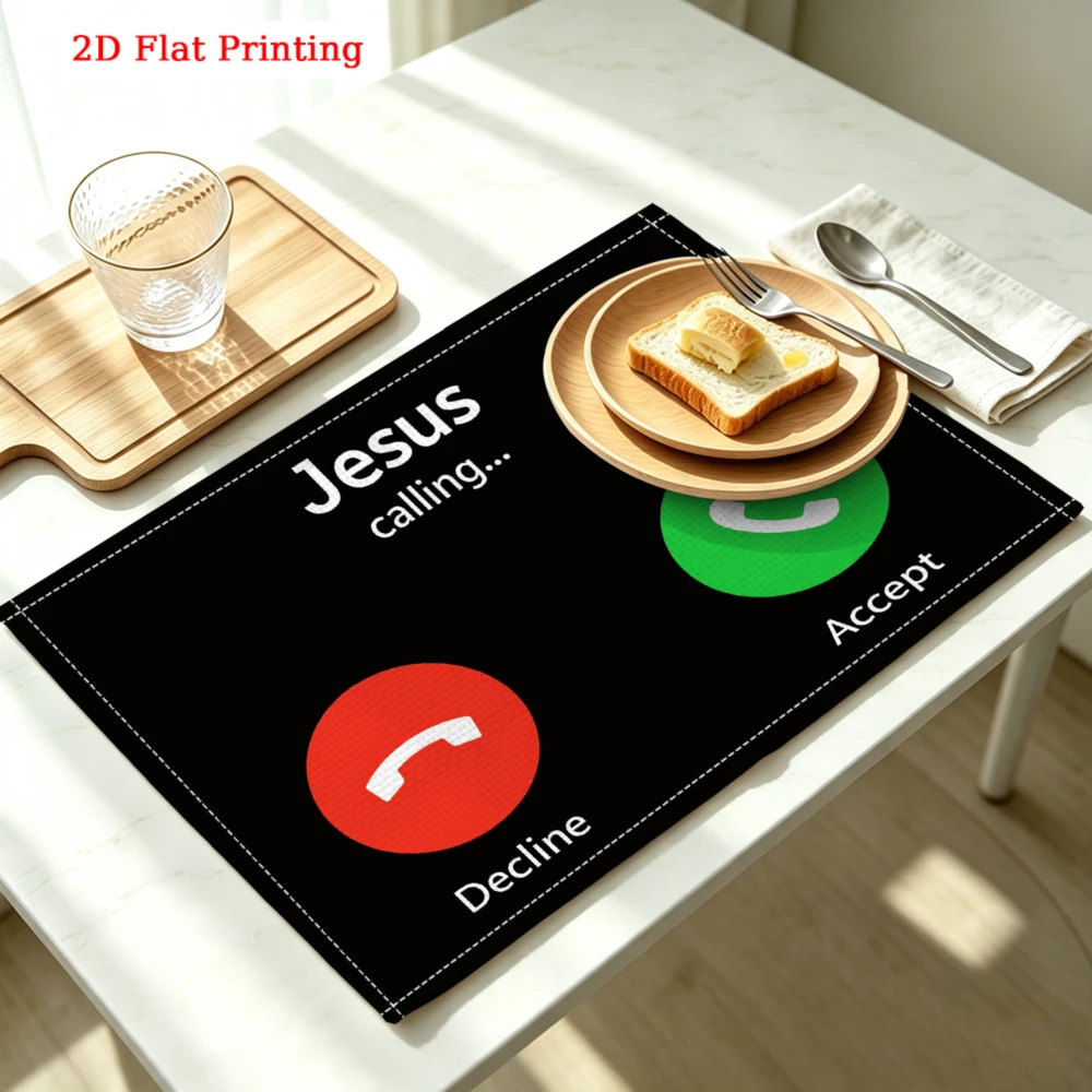 Jesus Calling Screen Kitchen Placemat Jesus Calling Accept Linen Pad Dish Coffee Cup Table Mat 1PC 30x40cm
