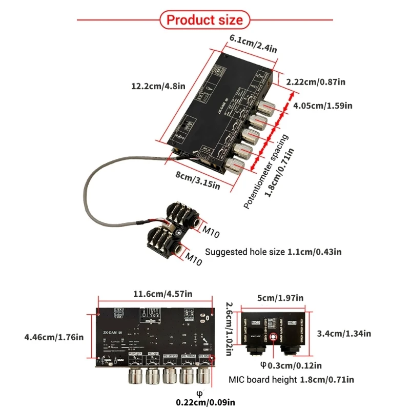 

Изолированная плата реверберации караоке DC8-36V Bluetooth-совместимый усилитель