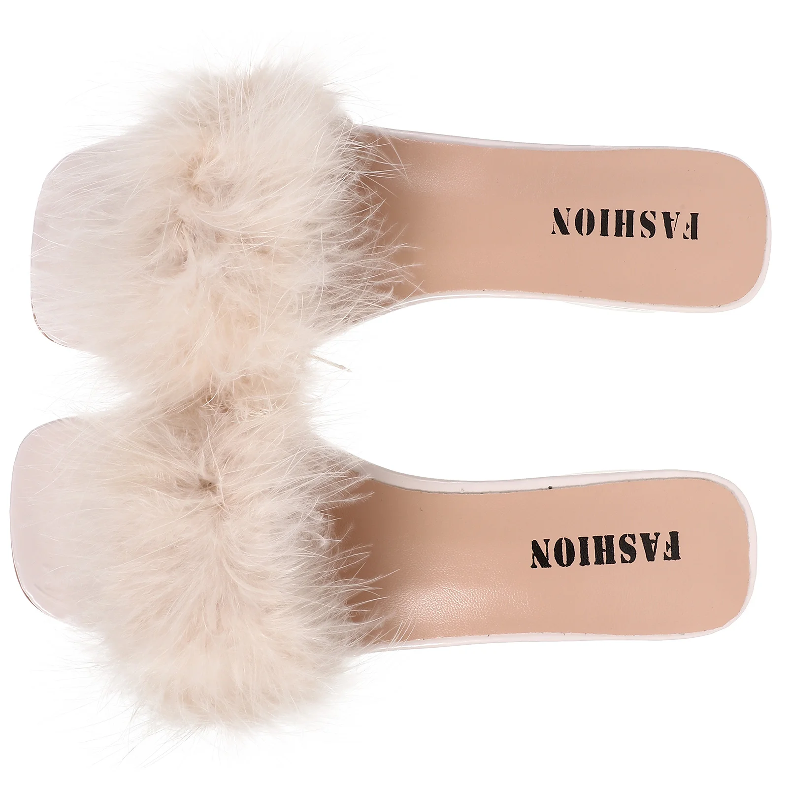 

Fur Slippers Clear Heels Fuzzy Fluffy Plush for Artificial Suede Women's