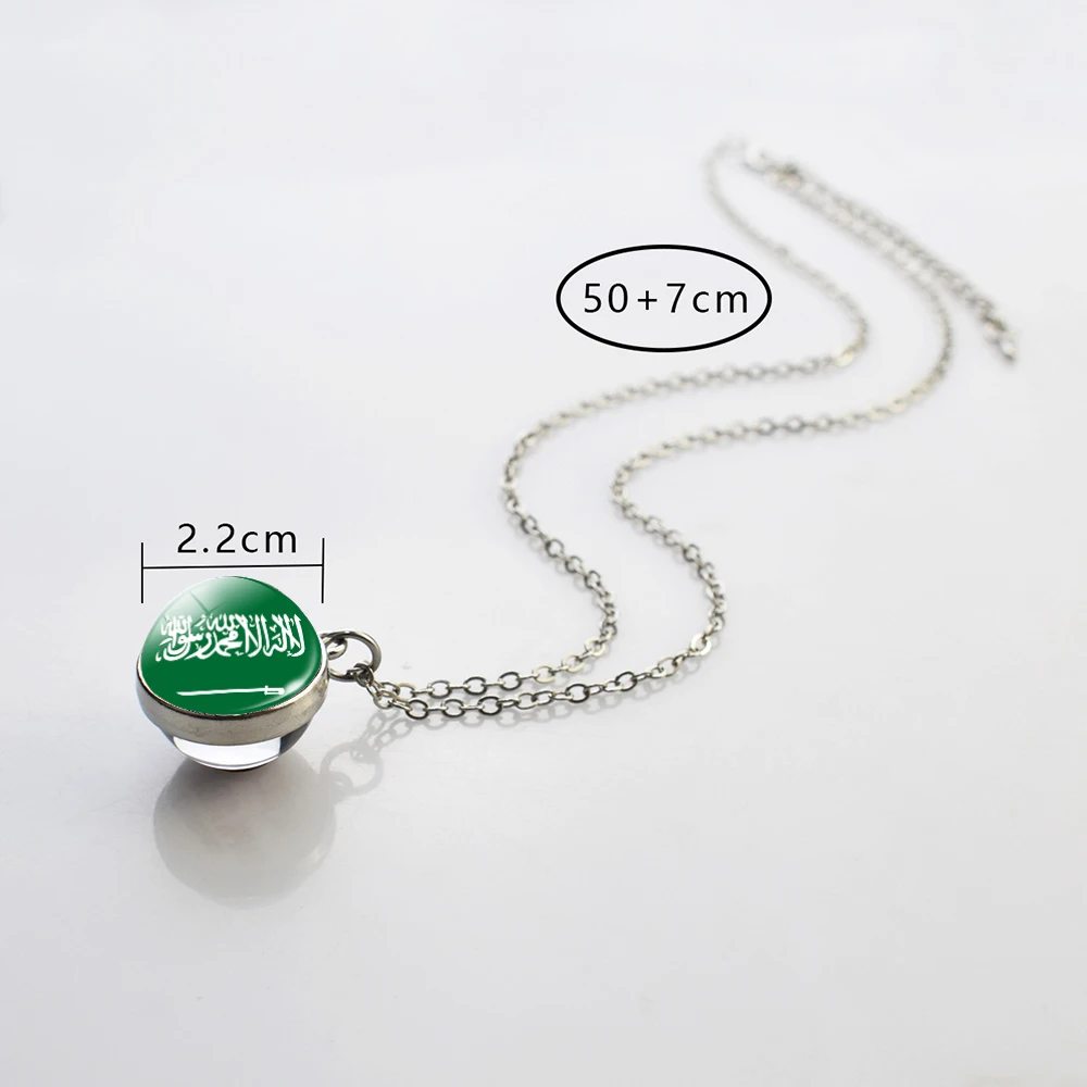 Arab Countries National Flag Necklaces Algeria Israel Tunisia Saudi Arabia Egypt Glass Ball Pendant Necklace Women Flag Jewelry