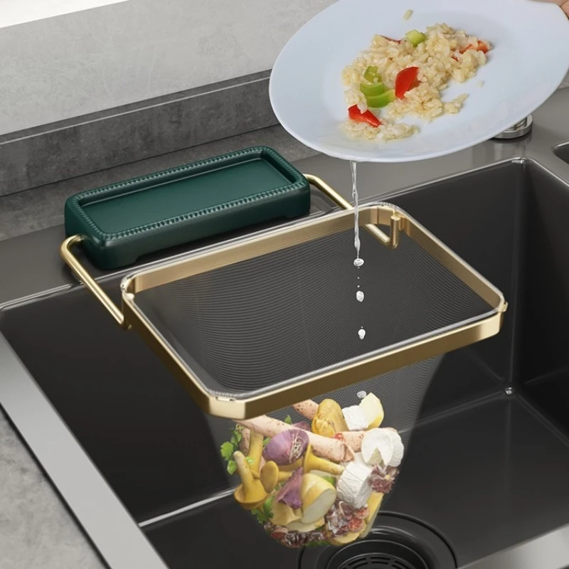 Kitchen sink garbage filter, leftovers anti-blocking shelf