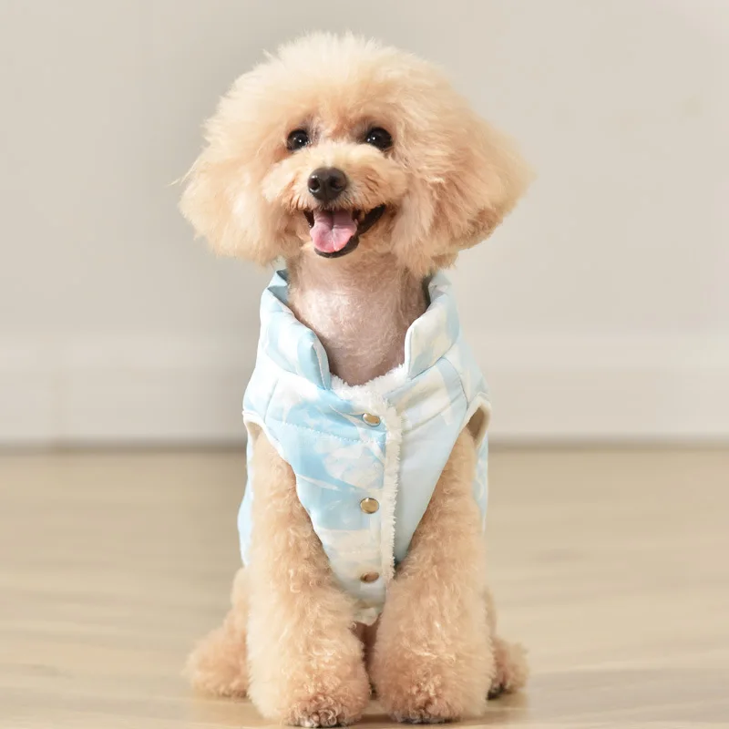 Autumn and Winter Pet Clothing Plush and Thick Cotton Jacket Small and Medium-sized Dog Cotton Jacket Warm and Waterproof Vest