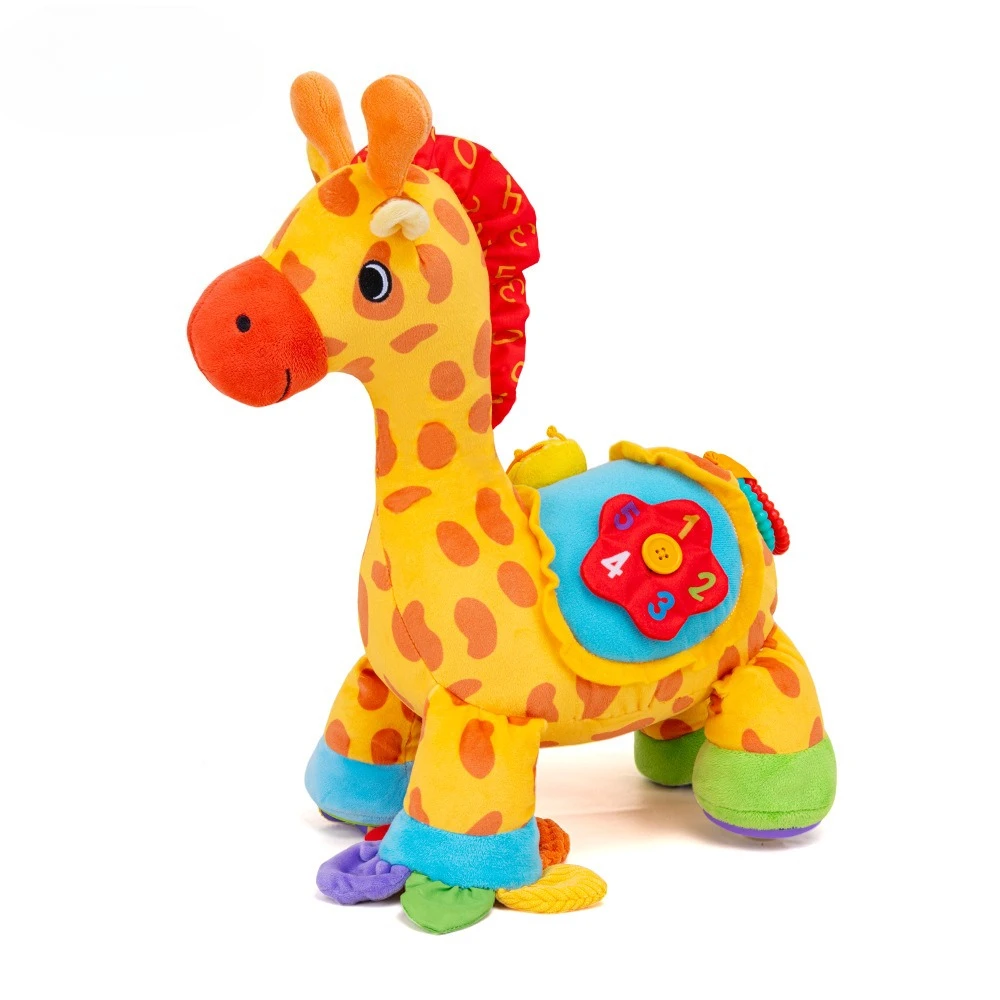 

1Pc Large Soft Giraffe Plush Toy, skin-friendly chewable doll, soothe baby and train fine motor skills
