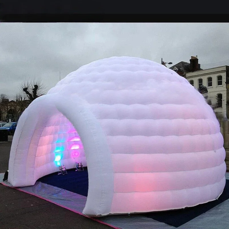 Kundenspezifisches aufblasbares Festzelt mit Iglu-Kuppelzelt mit LED, aufblasbares Campingzelt, aufblasbare Partyzelte zum Verkauf