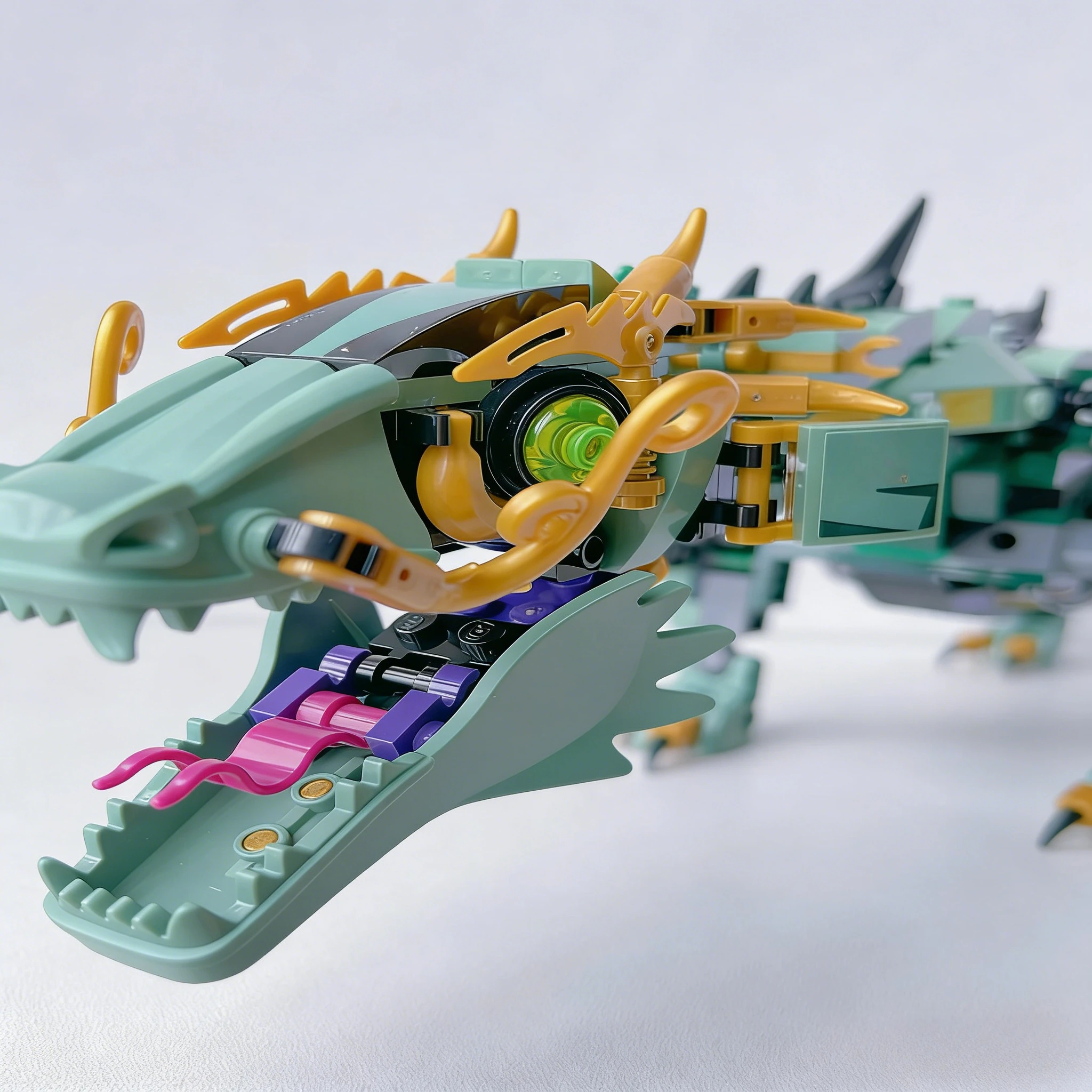 Set di blocchi da costruzione Flying Green Mechanical Dragon 70612 adatti per regali di Natale compatibili con particelle Legoed, 544 pezzi.