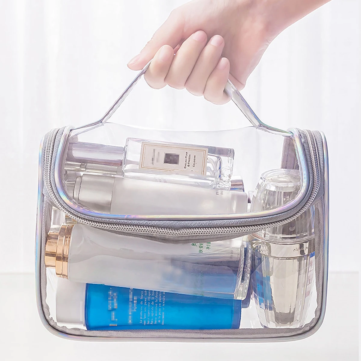 Clear PVC Makeup Bag Portable Waterproof Washbag Travel Organize Cosmetic Pouch