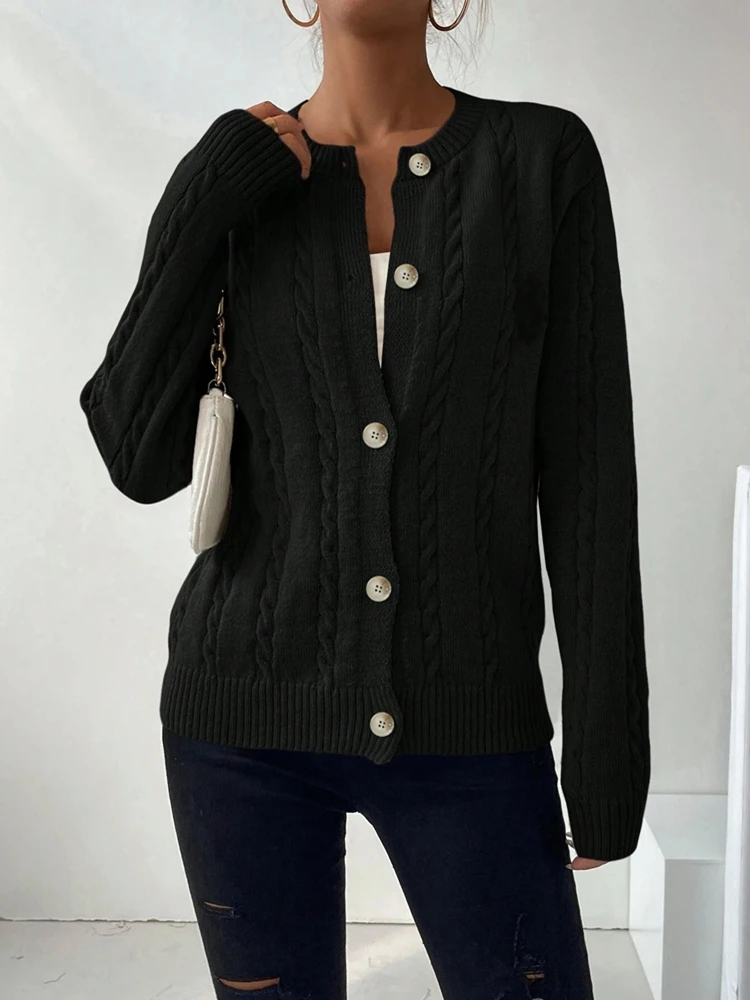 Women's Elegant Knitwear Cardigan Sweater Fried Dough Twists Button up Fashion Upper Garment Casual Comfortable Knit Sweater