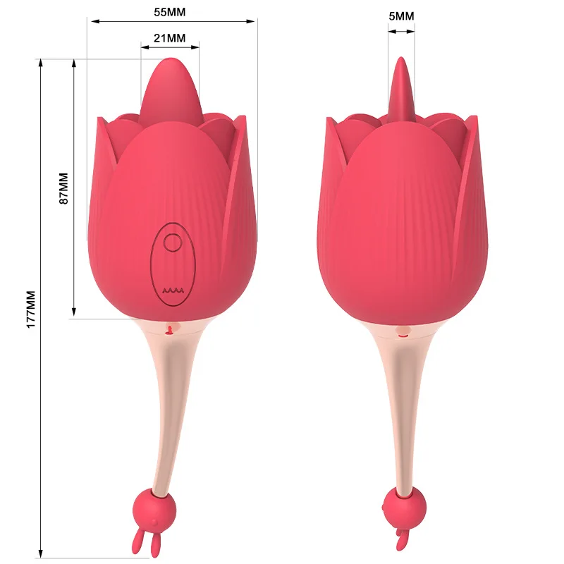 Silicone Rose Vibrador Clitoriano Estimulador, Mamilo Brinquedo, Segunda Maré Pen, Two-in-One Masturbador, Chupar Vibrador, Novo