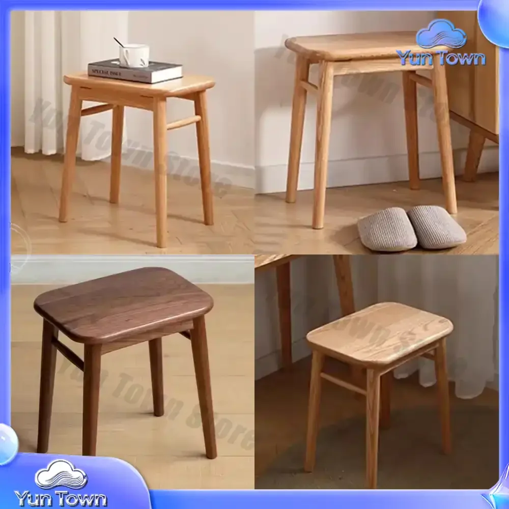Wood Mobile Step Stool Dressers Vanity Chair Living Room Foot Stool Designer Bedroom Modern Makeup Tabouret Trendy Furniture