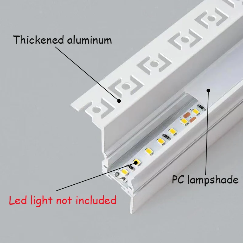 Imagem -02 - Tira de Barra Dura Invisível Incorporado Alumínio Led Perfil Perfil Ultra-estreito Iluminação de Gesso Escondido Recesso Teto Luzes Lineares
