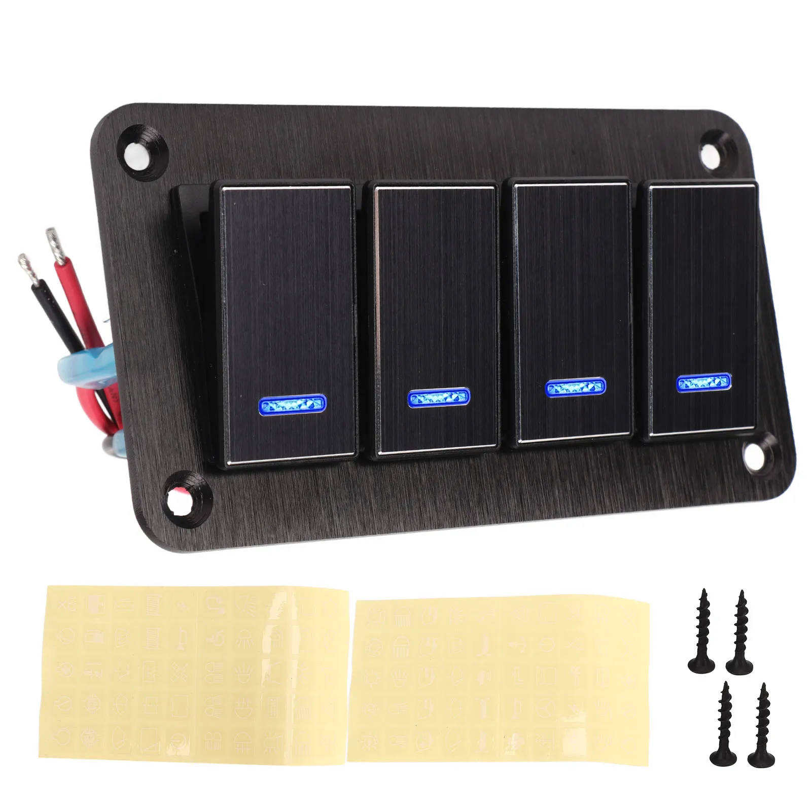 

Rocker Switch Panel 4 Gang Waterproof 3 Pin On Off Prewired for Vehicle Automobile