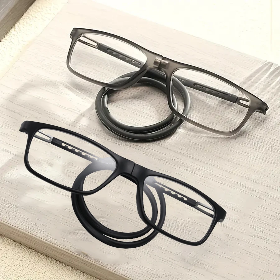 مجموعة من 2 نظارات قراءة محمولة قابلة للطي عالية الوضوح من الراتنج، نظارات قراءة للرقبة