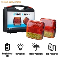 2pcs Wireless Magnetic LED Truck Tail Light Trailer Rear Light Signal Warning Brake Light for Caravans Campers Lorry RV